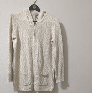 Chico's Cream Hooded Cardigan
